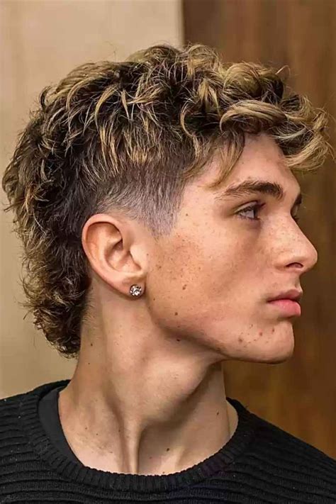 low taper curly mullet|mullet with low fade.